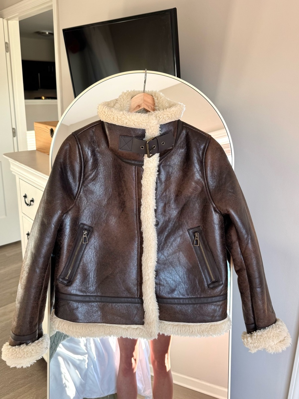 Arizona Jean Company Brown Leather Jacket Fur Lining
